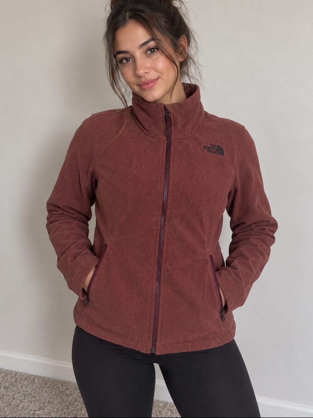 The North Face WindWall Women’s Burgundy Fleece Lined Softshell Jacket